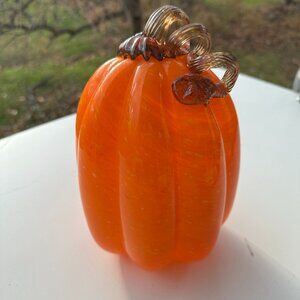 #816 ORANGE MULTI COLOR HANDMADE GLASS  PUMPKIN / GORD